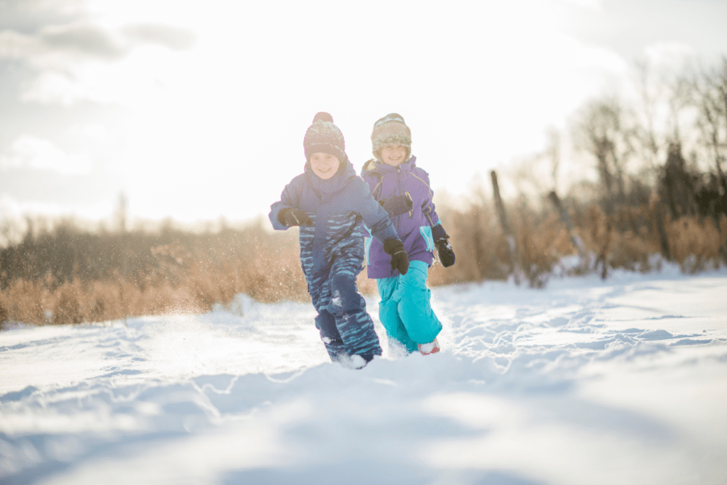 Happy kids in their winter gear.