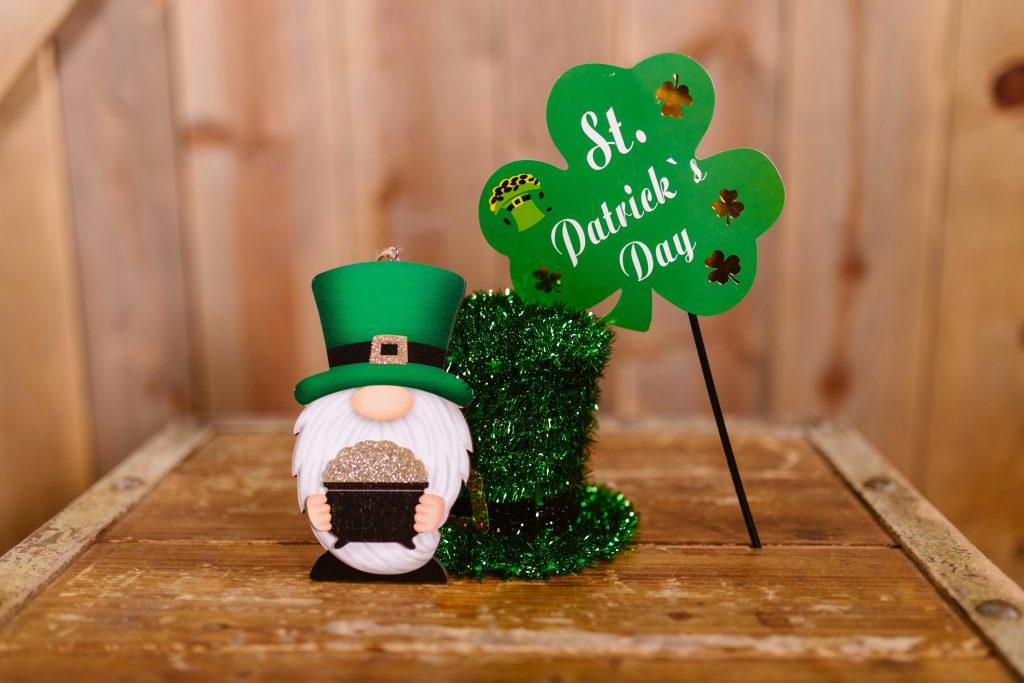 St. Patrick's Day decorations on a wooden table